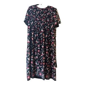 Vintage KSL Midi Dress Women’s Size 20 W Multicolor  Floral & Short Sleeve